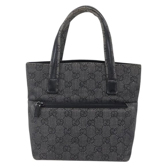 GUCCI GG Canvas Hand Bag Outlet Black Silver